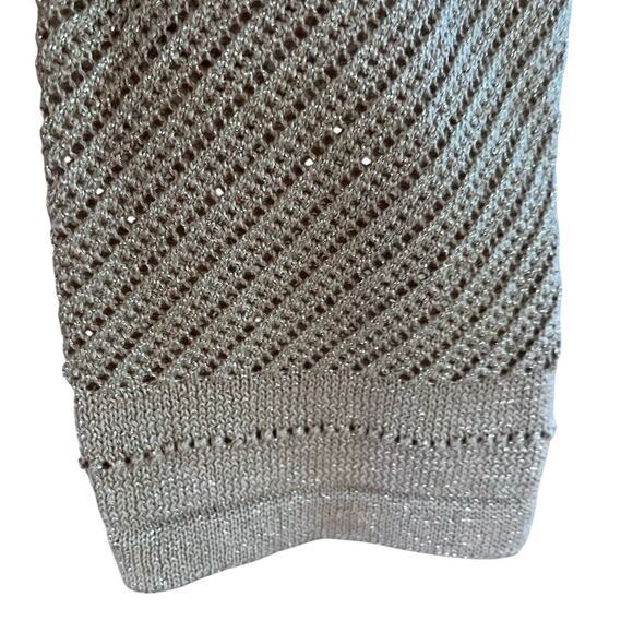 NWT: TALBOTS Beige Sheer Sweater Cardigan W/ Gold Metallic Shimmer Large (C-207) - Picture 5 of 9